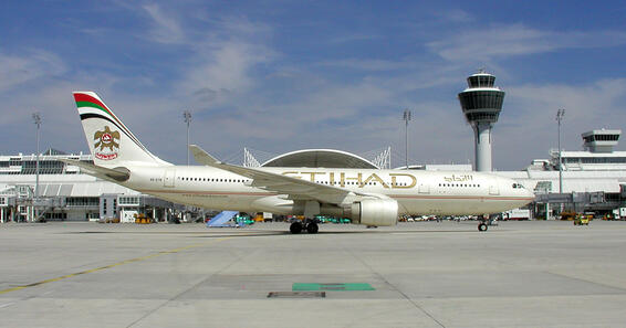 The photo shows the Airbus A330 that made the maiden flight of Etihad Airways on June 17, 2004.